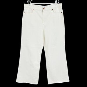 Loft Women's Wide Leg Stretch Modern Fit High Rise White Jeans Size 34/18 NWOT